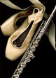 Worn Ballet Pointe Shoes and Flute Worn Ballet Pointe Shoes and Flute