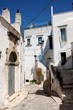 A corner in Ostuni, a whitewashed village in Apulia, Italy