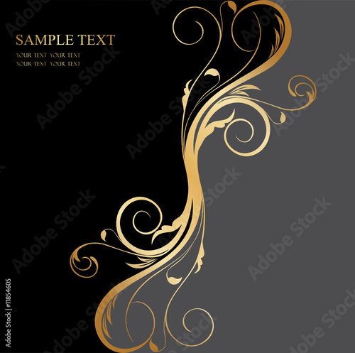 black and gold floral background