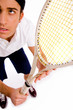 top view of tennis player with racket