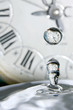 Drop of time. Play with water and clocks.