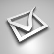 Segno di spunta biancoo, render 3D
