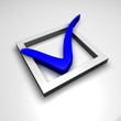 Segno di spunta blu, render 3D