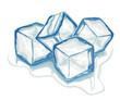 Four blue melting ice cubes in vector