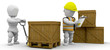 Workers stacking crates
