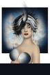 woman in blue sky background