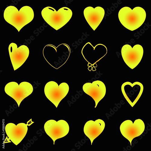 Illustration: corazones amarillos corazones amarillos