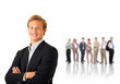 Portrait of a smart business man standing against white