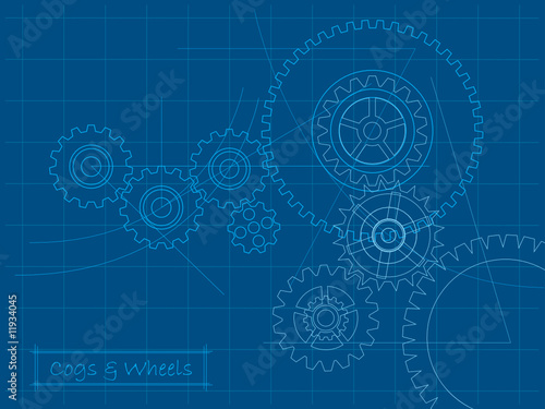 Vektor: Cogs blueprint (layered for easy editing) Cogs blueprint (layered for easy editing)