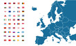 Europa Landkarte mit allen Flaggen