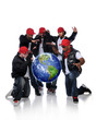 Hip Hop Men With Earth Suspended