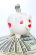 piggybank standing on money
