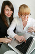 successful business people talking and drinking coffee