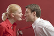 couple eating a strand of spaghetti from both ends