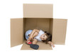 Little girl inside a Box