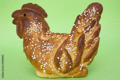 Photo: chicken made from bread dough with pearl sugar (easter) chicken made from bread dough with pearl sugar (easter)