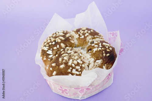 Photo: yeast cake with sugar, gift-wrapped for easter yeast cake with sugar, gift-wrapped for easter