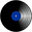 Vintage vinyl gramophone record with dark blue label. Vintage vinyl gramophone record with dark blue label.