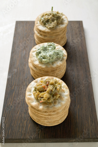 Photo: crackers with three different spreads crackers with three different spreads