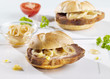 spit-roasted meat and onions in bread rolls