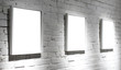 Three frames on white wall Three frames on white wall