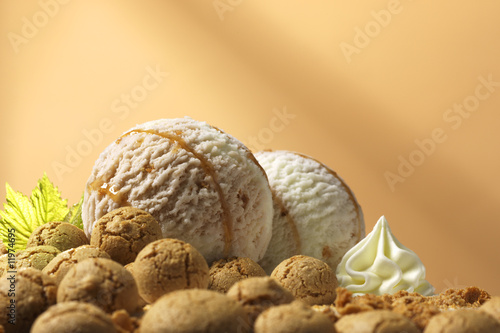 Photo: amaretto dairy ice cream and amarettini amaretto dairy ice cream and amarettini