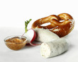 weisswurst (white sausage) with pretzel and mild mustard