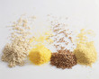 cereal grains: wheat, maize, buckwheat and millet