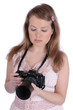 Foto, Fotograf Fotografin Kamera schauen