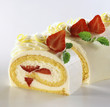sponge roulade with lemon cream and strawberries