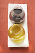 olive oil and balsamic vinegar in glasses
