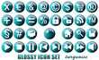 Glossy Icon Set Turquoise