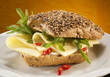 granary roll with cheese and rocket