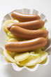 sausages on potato salad