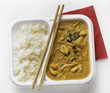 asian chicken in peanut sauce with white rice
