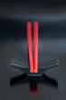 Red chopsticks on rest Red chopsticks on rest