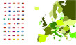 Europa Landkarte grün mit allen Flaggen