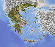Greece, shaded relief map