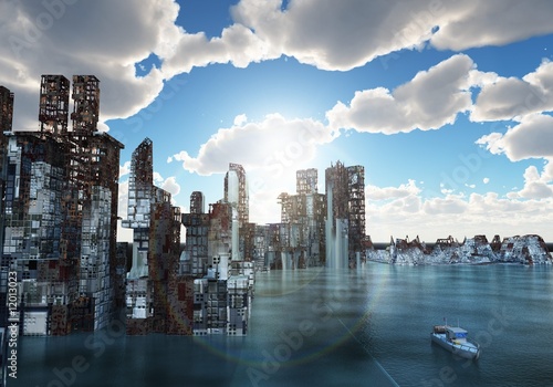 Illustration: Flooded city Flooded city