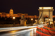 Traffic at Chain bridge, Budapest at night