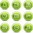 Organizer Web-Icons, grün glänzend Kreis Tasten Serie