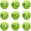Walkman web icons, green glossy circle buttons series