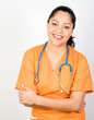 Happy Hispanic Health Care Technician Isolated on White Happy Hispanic Health Care Technician Isolated on White