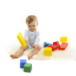 Baby playing with bright blocks Baby playing with bright blocks