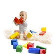 Baby playing with bright blocks Baby playing with bright blocks
