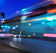 Speeding bus, blurred motion