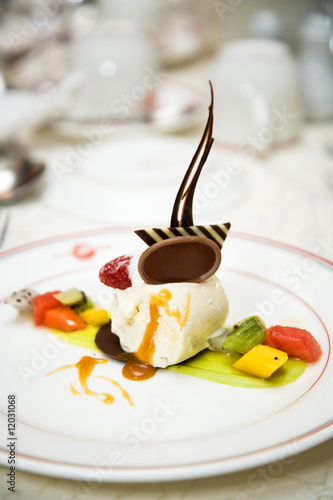 Photo: ice cream dessert served with fruits ice cream dessert served with fruits