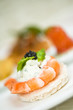appetizer of shrimp with caviar