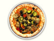 Foto: Pizza vegetariana su sfondo bianco Pizza vegetariana su sfondo bianco