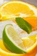 leaf mint and cut citrus in ice